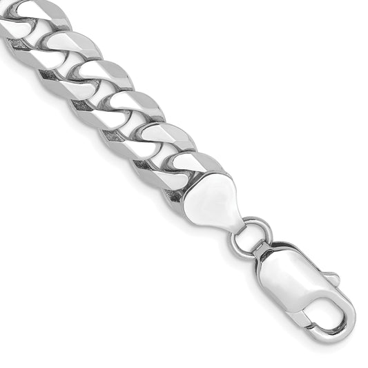 14k White Gold 8mm Flat Beveled Curb Chain