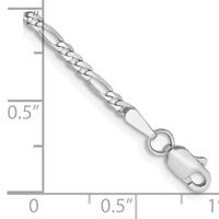 14k White Gold 2.25mm Flat Figaro Chain Anklet