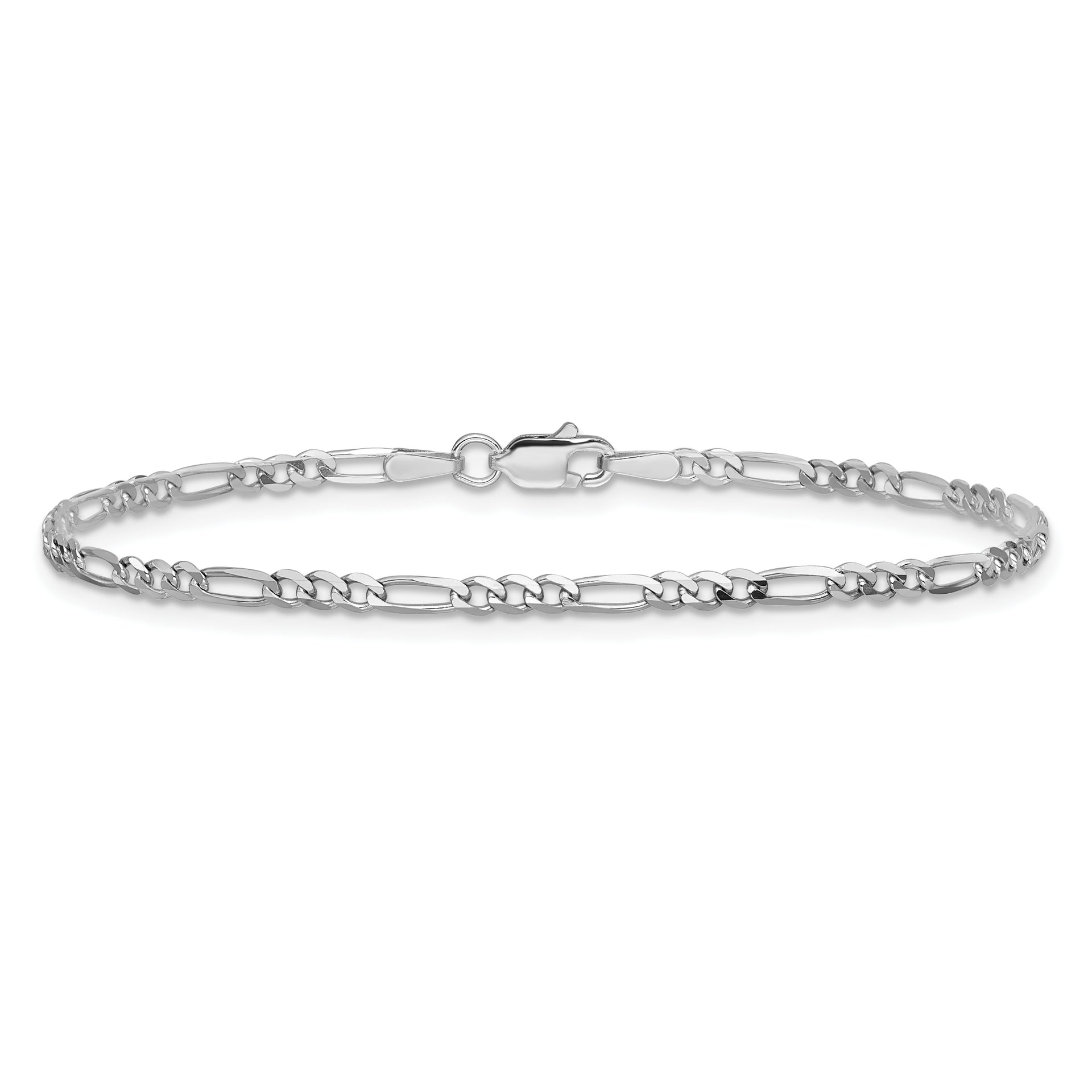 14k White Gold 2.25mm Flat Figaro Chain Anklet