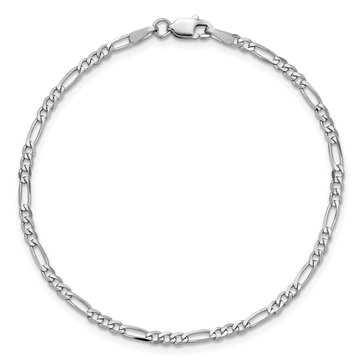 14k White Gold 2.25mm Flat Figaro Chain Anklet