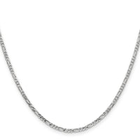 14k White Gold 2.25mm Flat Figaro Chain