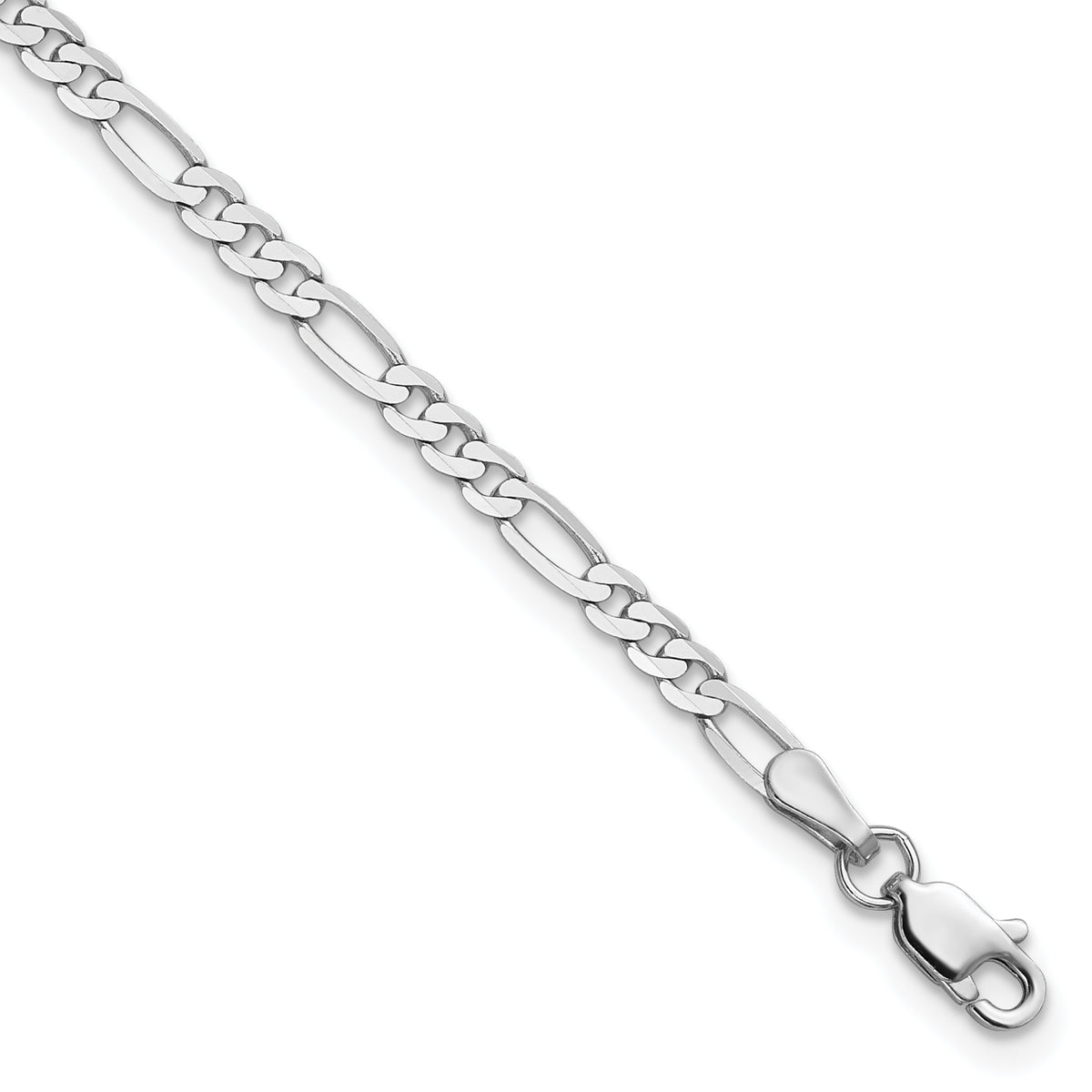 14k White Gold 2.75mm Flat Figaro Chain
