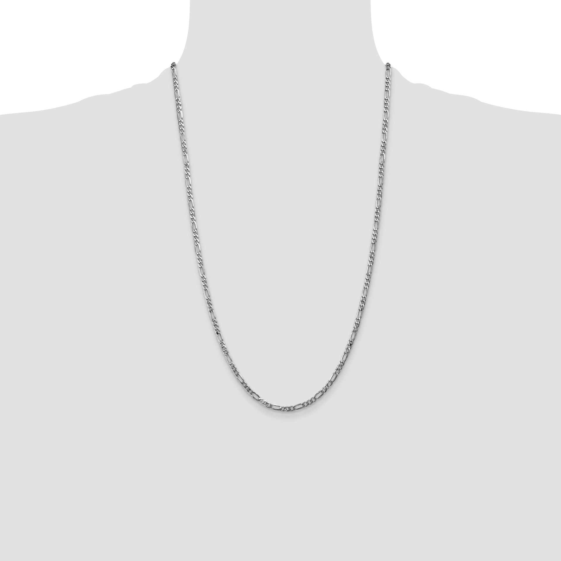 14k White Gold 3mm Flat Figaro Chain