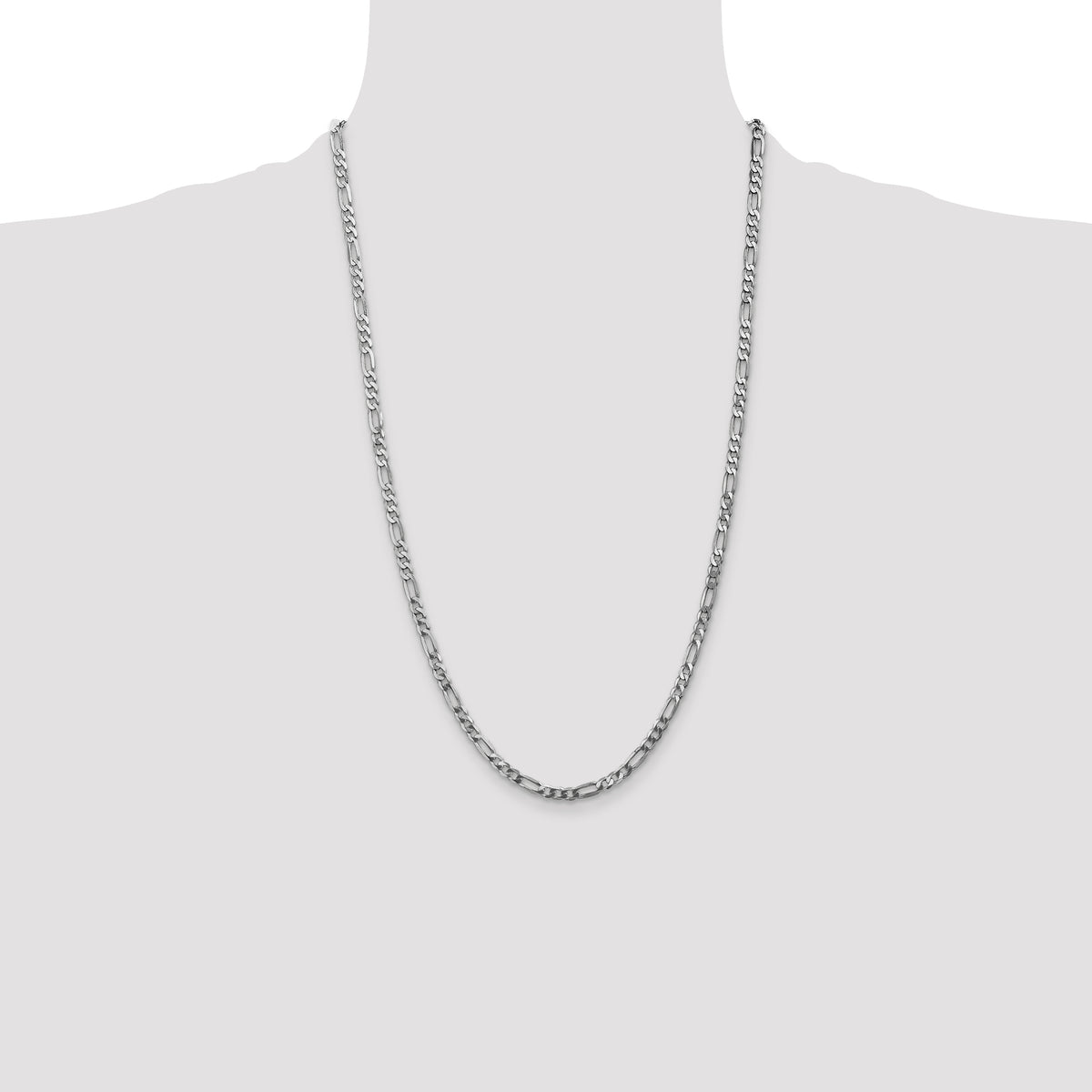 14k White Gold 4mm Flat Figaro Chain