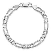 14k White Gold 6mm Flat Figaro Chain