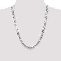 14k White Gold 7mm Flat Figaro Chain