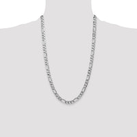 14k White Gold 7mm Flat Figaro Chain