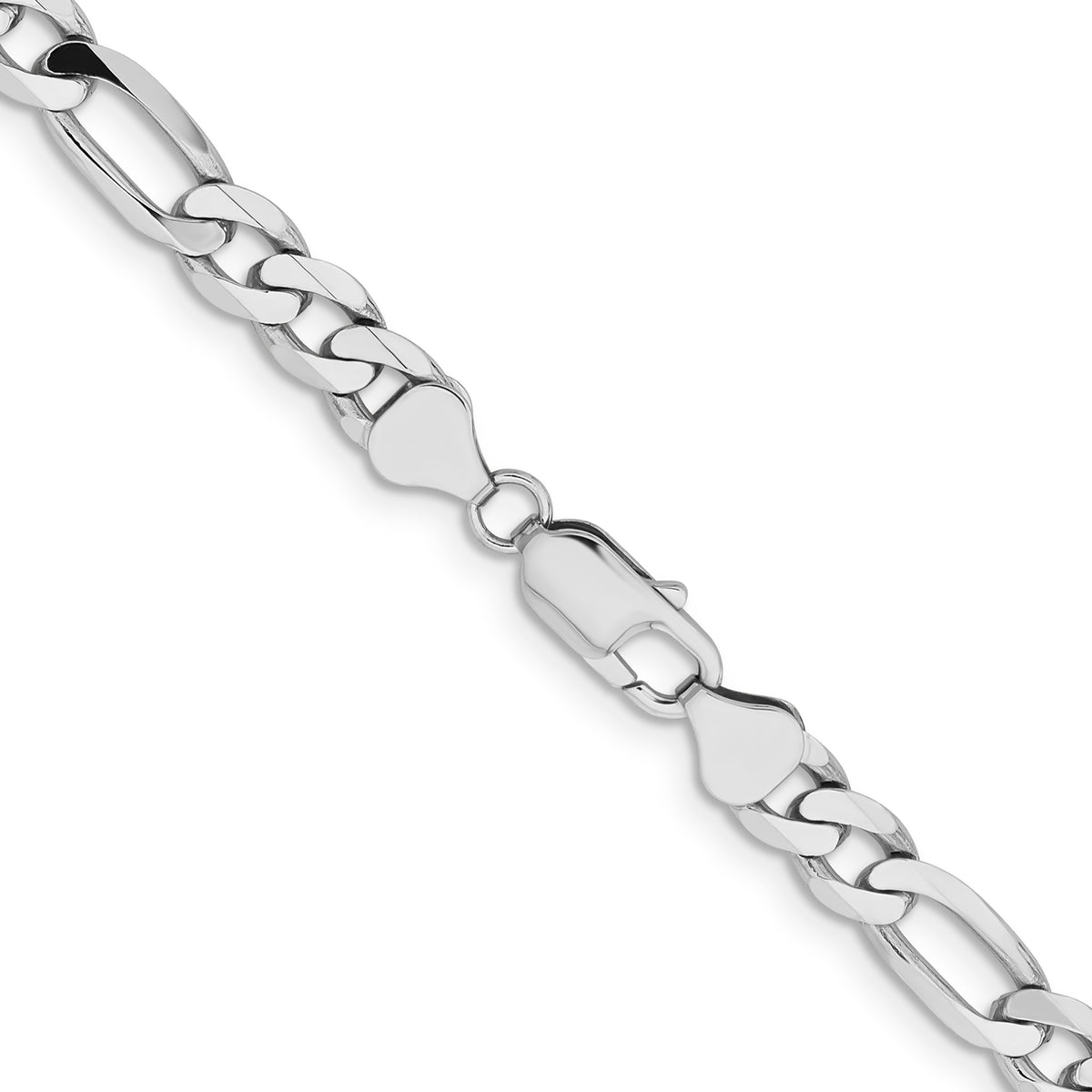 14k White Gold 7.5mm Flat Figaro Chain