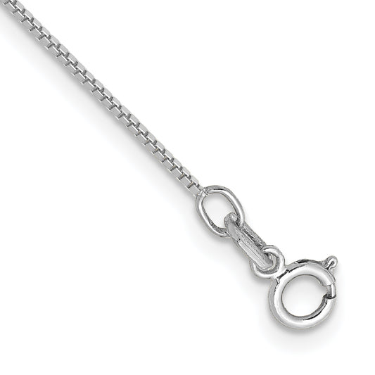 14k White Gold .7mm Box with Spring Ring Clasp Chain Anklet