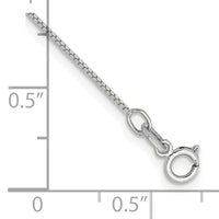 14k White Gold .7mm Box with Spring Ring Clasp Chain Anklet
