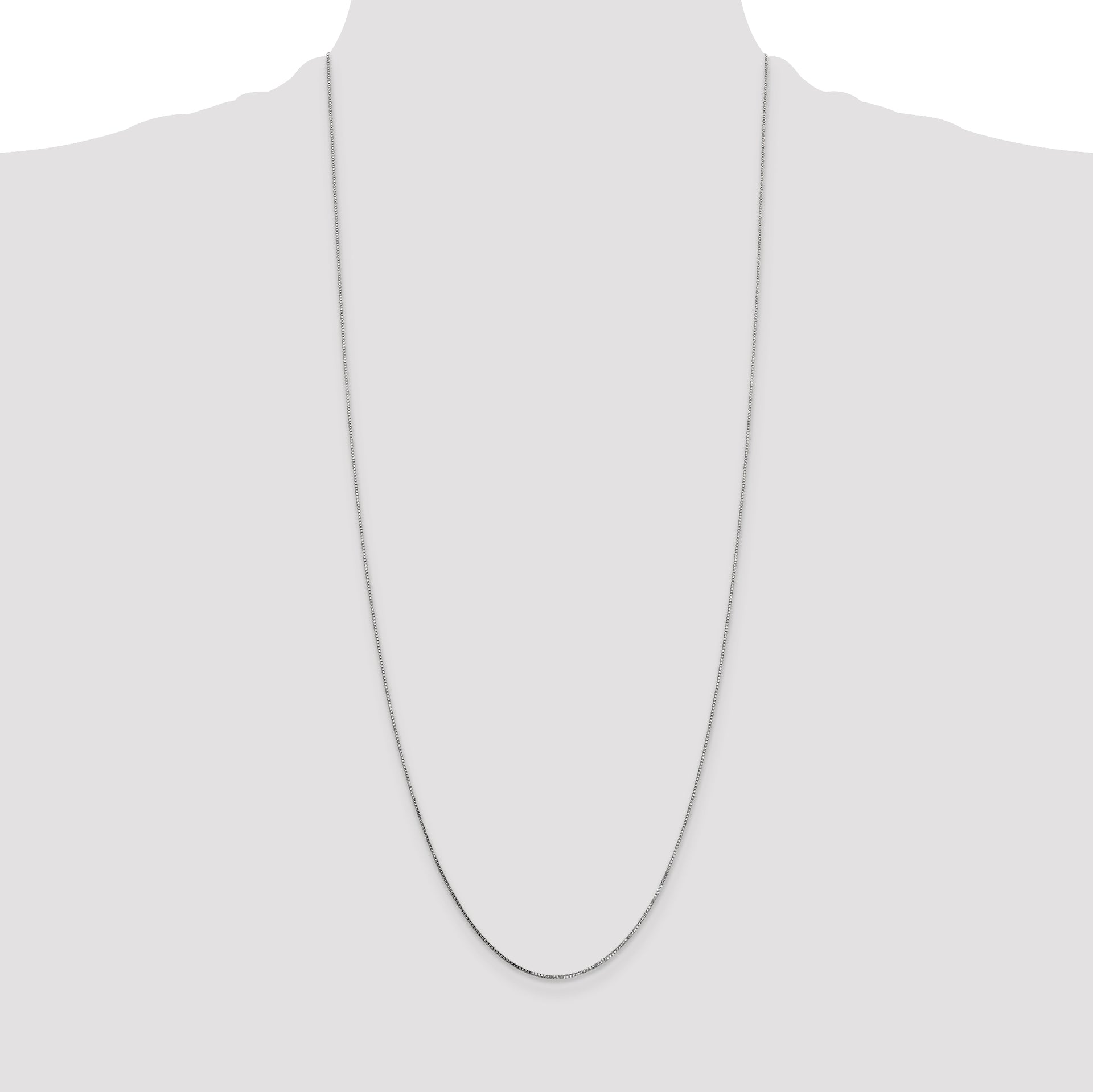 14k White Gold .7mm Box with Spring Ring Clasp Chain