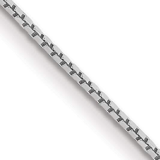 14k White Gold .9mm Box with Spring Ring Clasp Chain