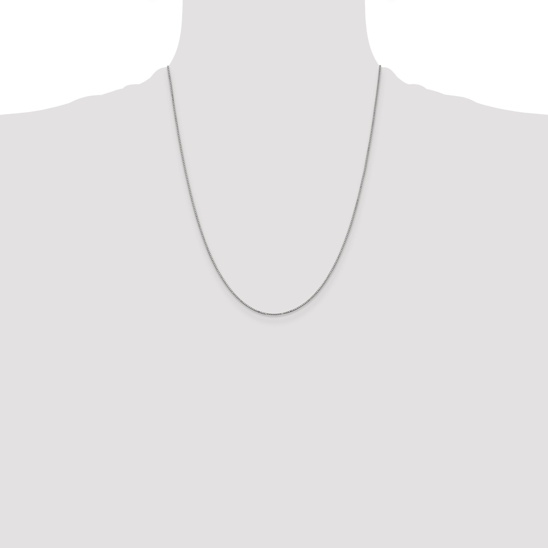 14k White Gold .9mm Box with Spring Ring Clasp Chain