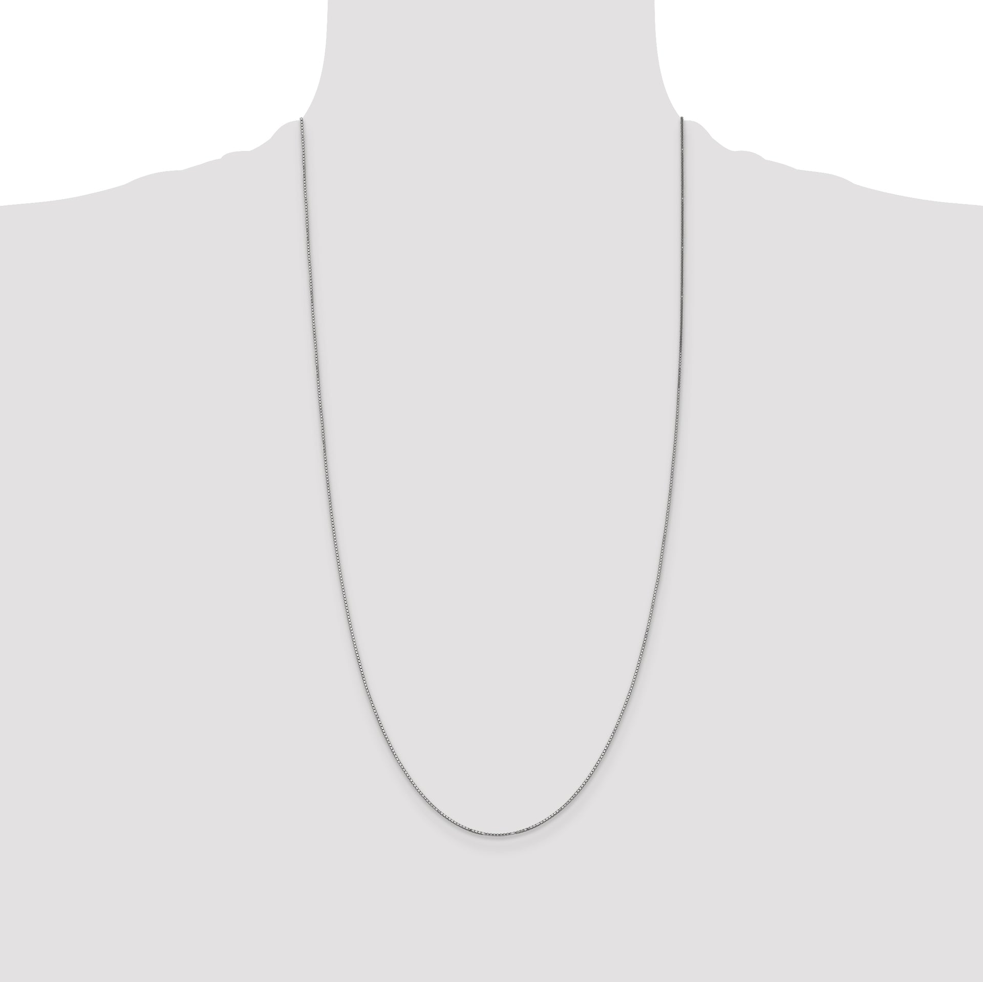 14k White Gold .9mm Box with Spring Ring Clasp Chain