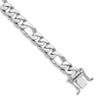 14K White Gold 10mm Hand-Polished Figaro Link Bracelet