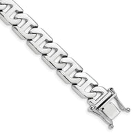 14k White Gold 10.2mm Hand-polished Fancy Link Bracelet