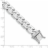 14k White Gold 10.2mm Hand-polished Fancy Link Bracelet