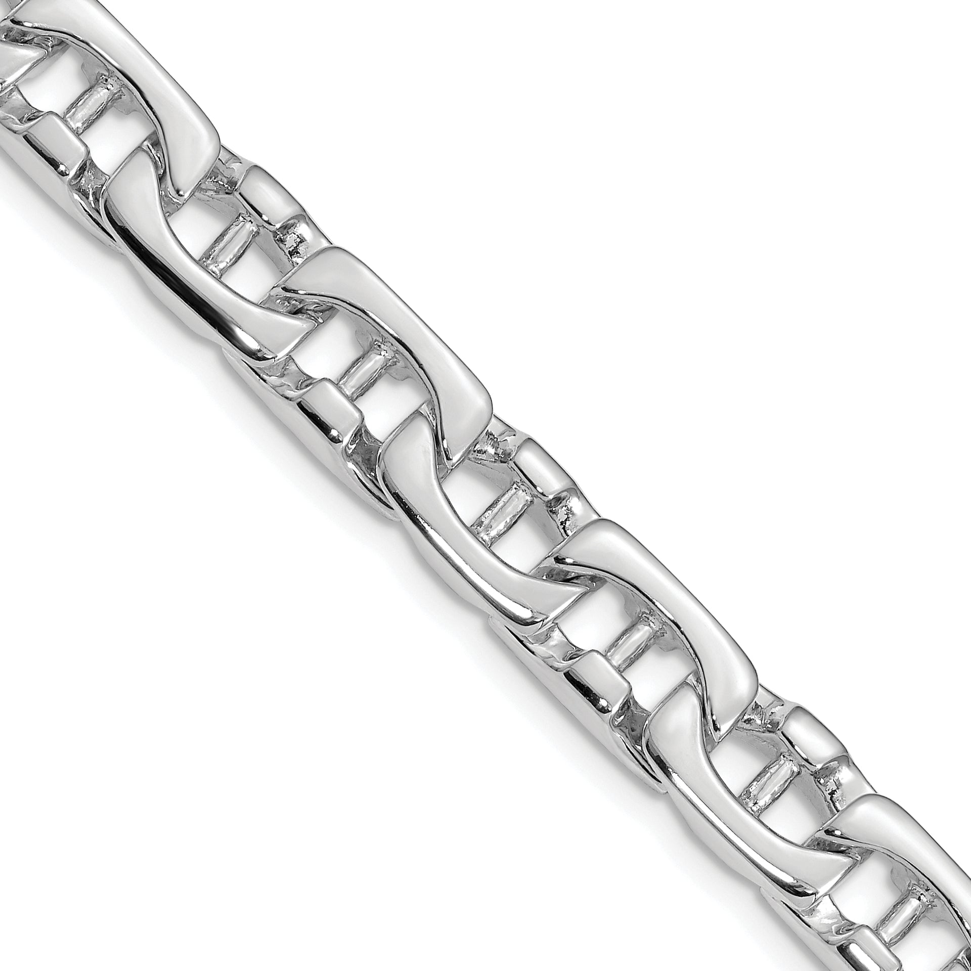 14K White Gold 8.5mm Hand-polished Fancy Link Chain