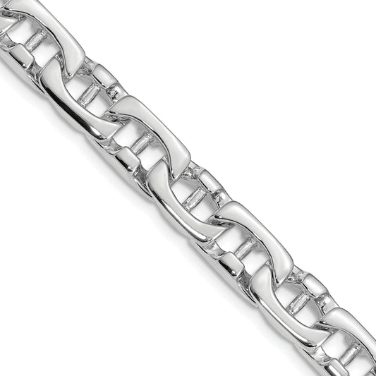 14K White Gold 8.5mm Hand-polished Fancy Link Chain