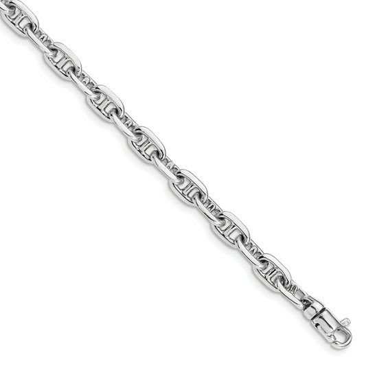 14k White Gold 5.1mm Hand-polished Fancy Link Bracelet