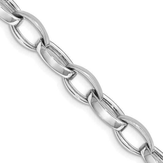14k WG 6.6mm Hand Polished and Satin Fancy Link Bracelet