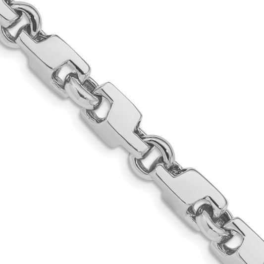 14k White Gold 6.6mm Hand-polished Fancy Link Chain
