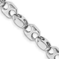 14k White Gold 7.2mm Hand-polished Fancy Link Chain