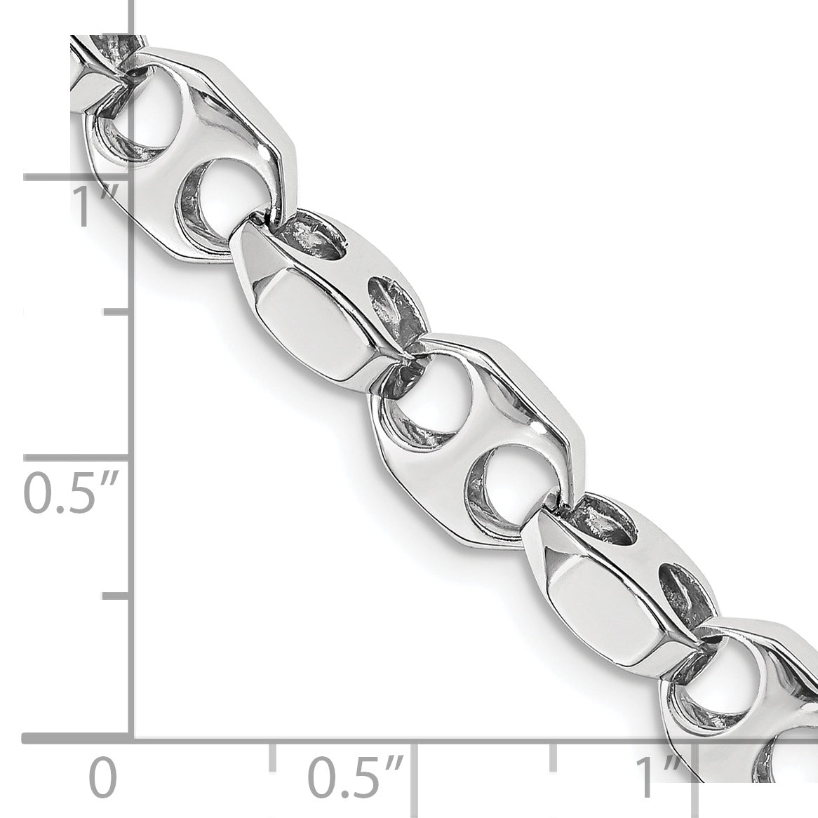14k White Gold 7.2mm Hand-polished Fancy Link Chain