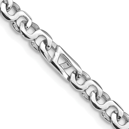 14K Hand Polished 4.3mm White Gold Fancy Link Chain