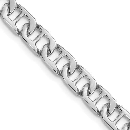 14k White Gold 6.5mm Hand-polished Fancy Anchor Link Chain