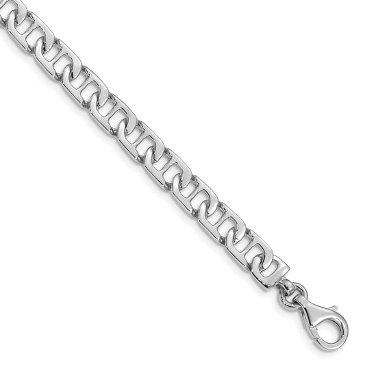 14k White Gold 6.5mm Hand-polished Fancy Anchor Link Bracelet