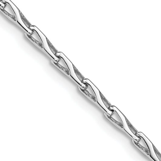 14K White Gold 2.75mm Hand-polished Fancy Link Chain