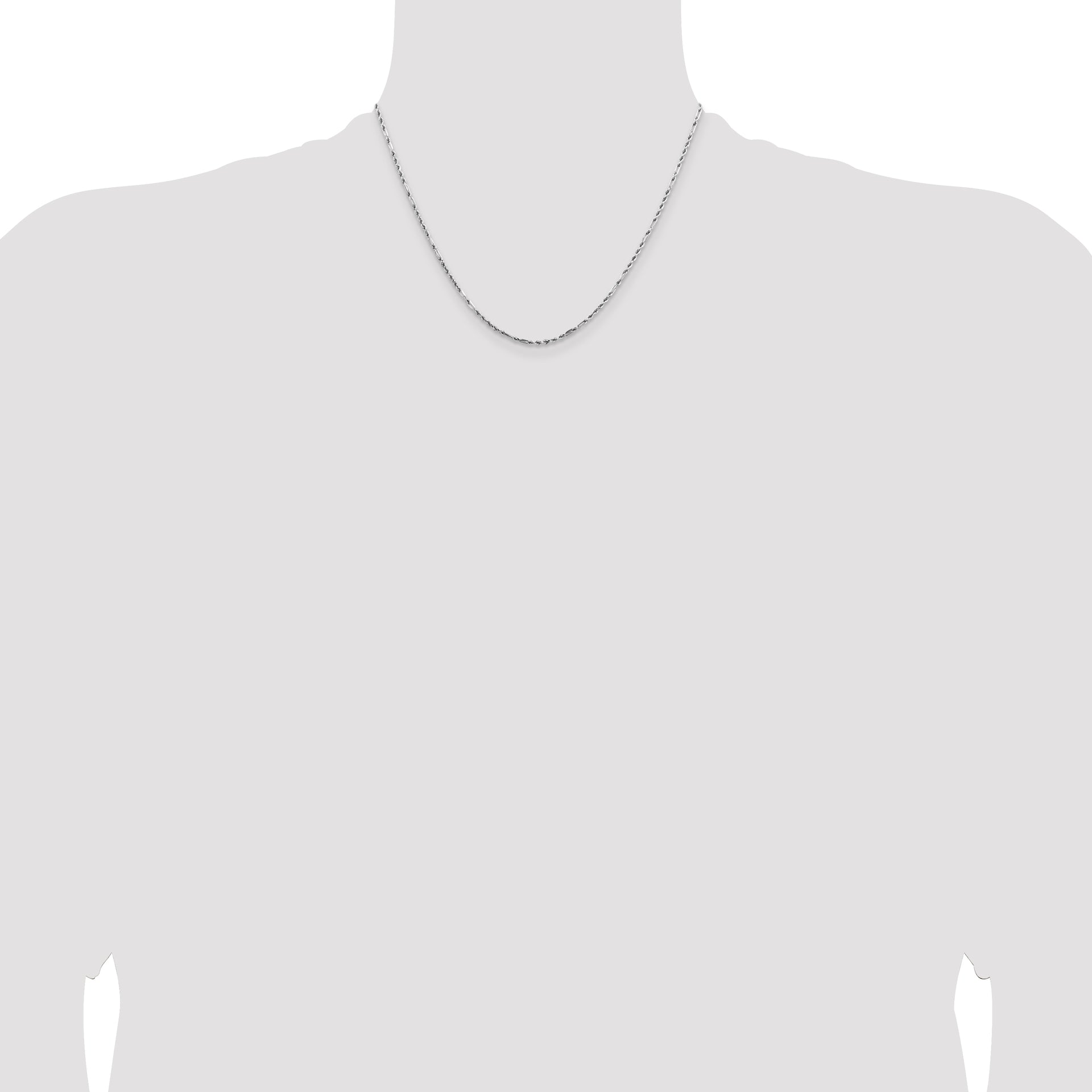 14k White Gold 1.8mm D/C Milano Rope Chain