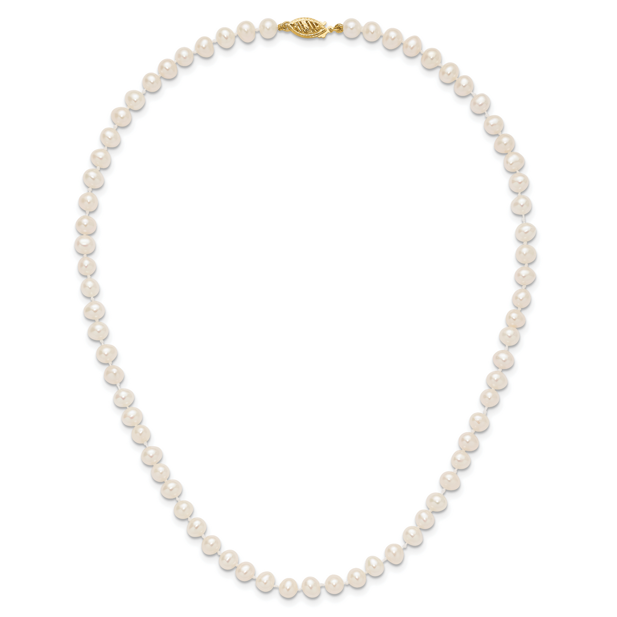 14k 5-6mm White Near Round Freshwater Cultured Pearl Necklace