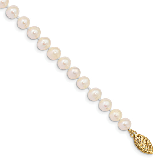 14k 5-6mm White Near Round Freshwater Cultured Pearl Bracelet