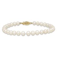 14k 5-6mm White Near Round Freshwater Cultured Pearl Bracelet