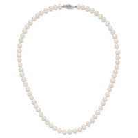 14k WG 5-6mm White Near Round Freshwater Cultured Pearl Necklace