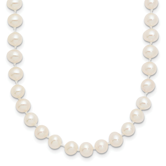 14k WG 5-6mm White Near Round Freshwater Cultured Pearl Necklace
