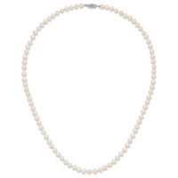 14k WG 5-6mm White Near Round Freshwater Cultured Pearl Necklace