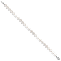 14k WG 6-7mm Near Rnd Wht Freshwater Cultured Pearl 7.5in Bracelet