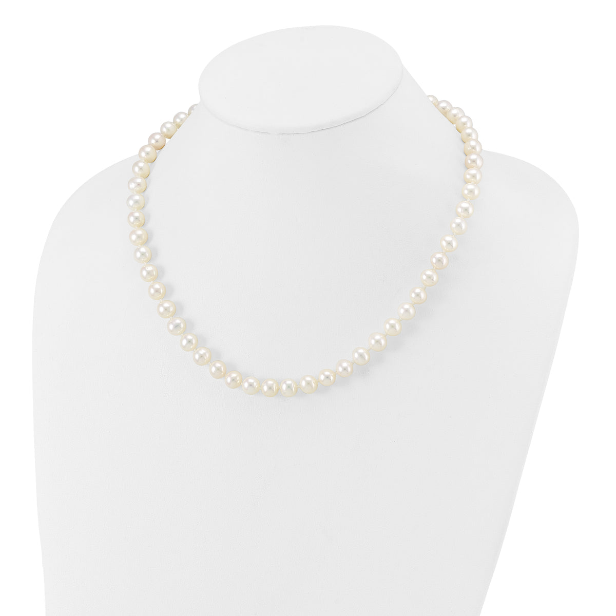 14k 7-8mm White Near Round Freshwater Cultured Pearl Necklace