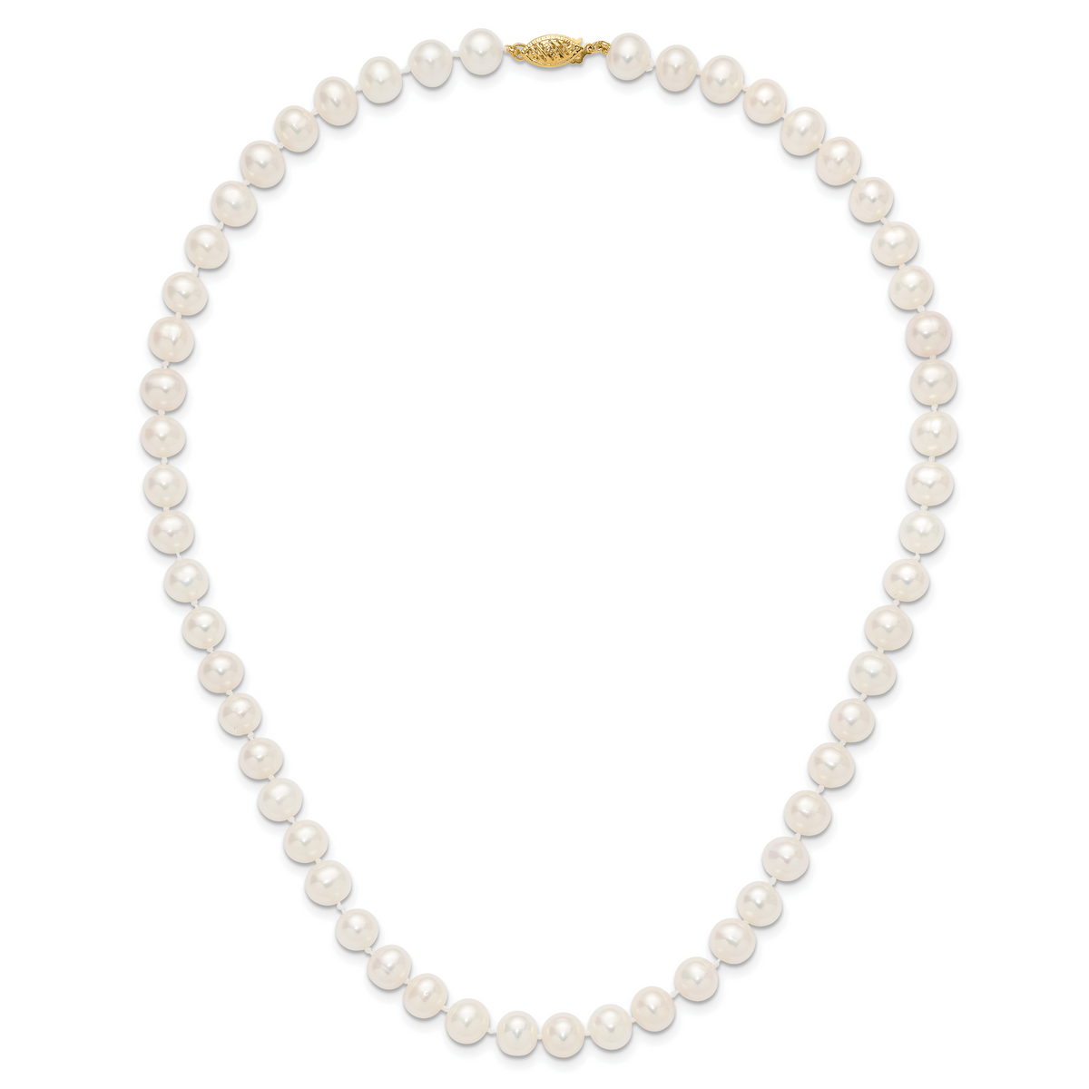 14k 7-8mm White Near Round Freshwater Cultured Pearl Necklace