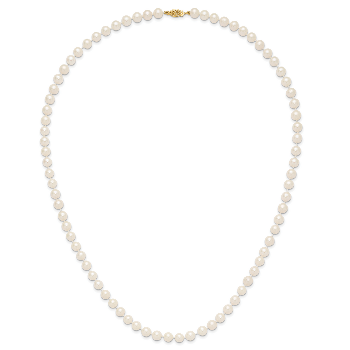 14k 7-8mm White Near Round Freshwater Cultured Pearl Necklace