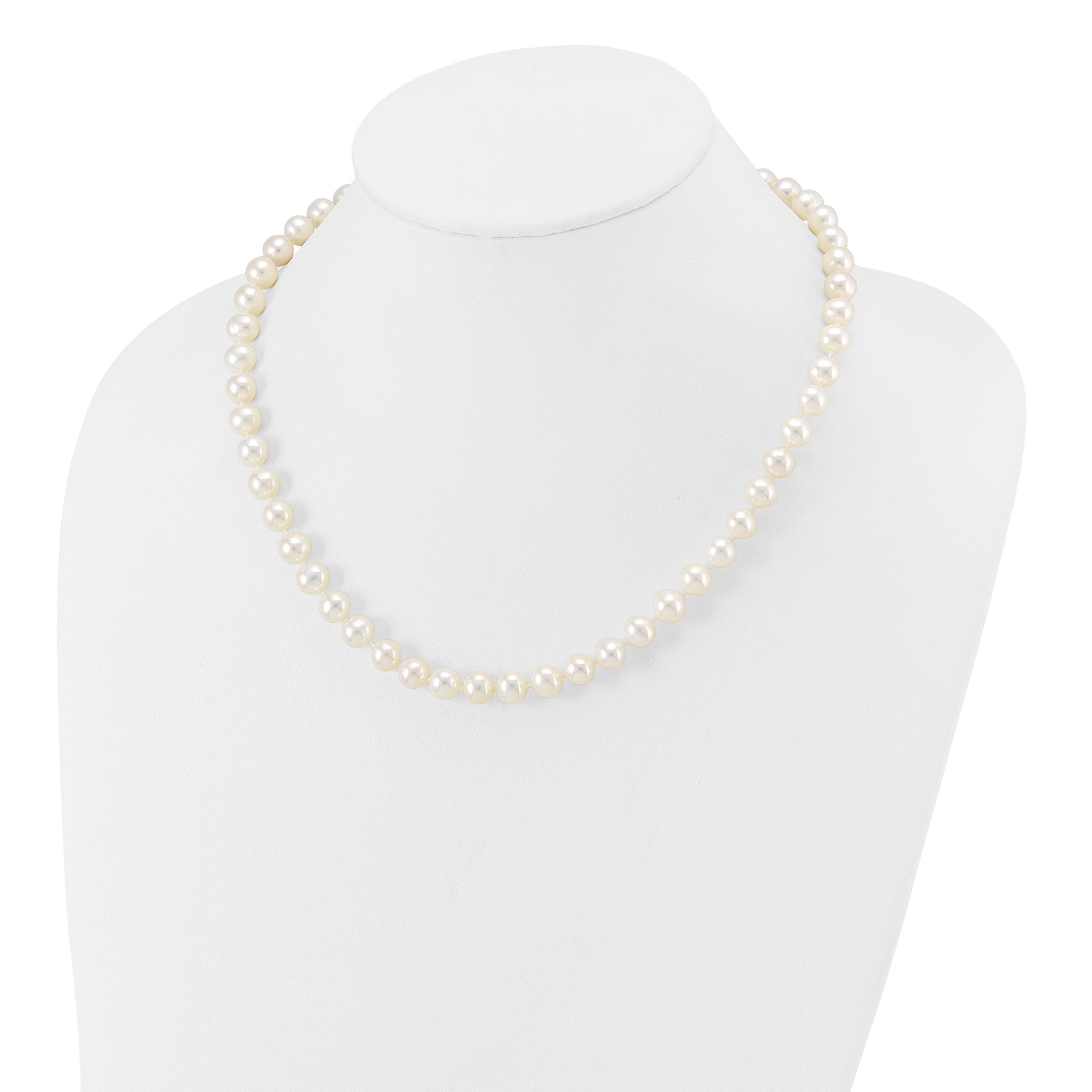 14k WG 7-8mm Near Rnd Wht Freshwater Cultured Pearl 18in Necklace