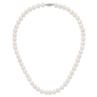 14k WG 7-8mm Near Rnd Wht Freshwater Cultured Pearl 18in Necklace