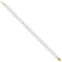 14k 8-9mm White Near Round Freshwater Cultured Pearl Bracelet