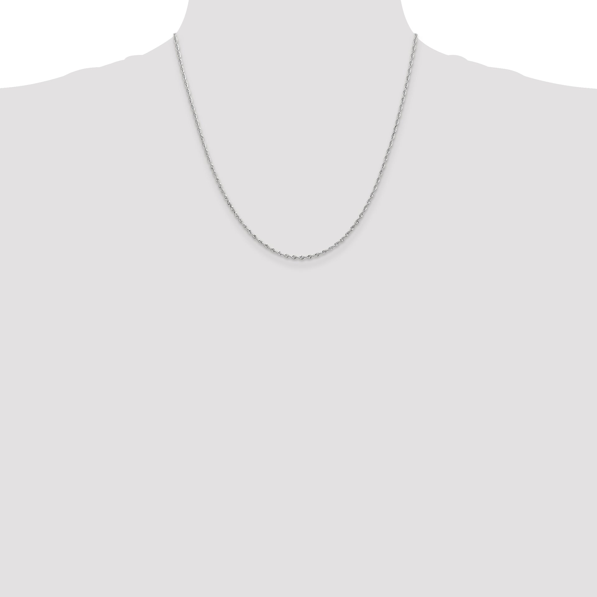 14k White Gold 1.85mm D/C Quadruple Rope Chain