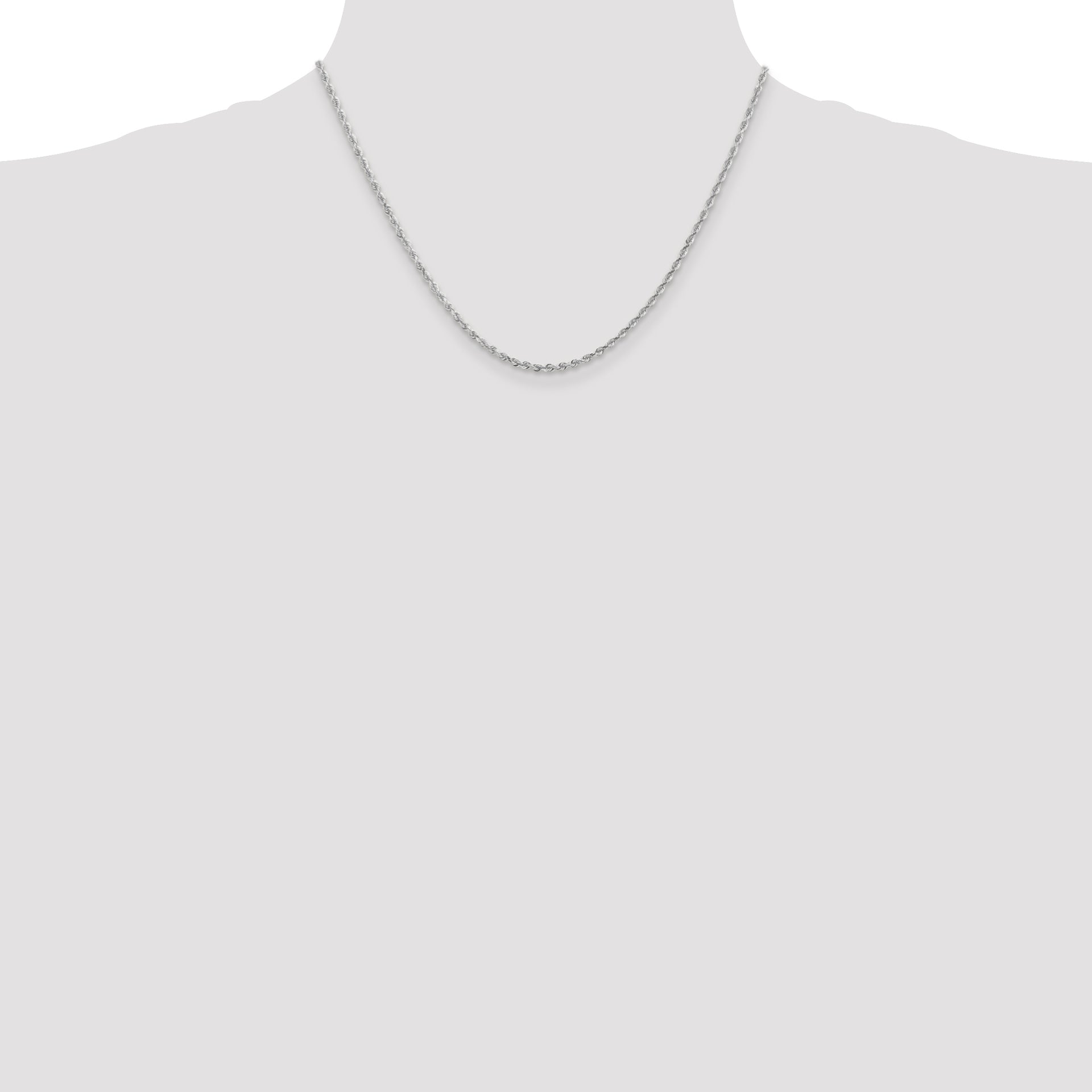 14k White Gold 2.25mm D/C Quadruple Rope Chain