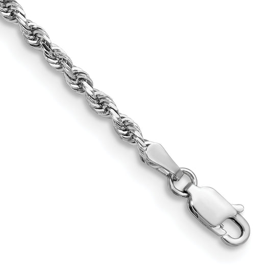 14k White Gold 2.75mm D/C Quadruple Rope Chain Anklet