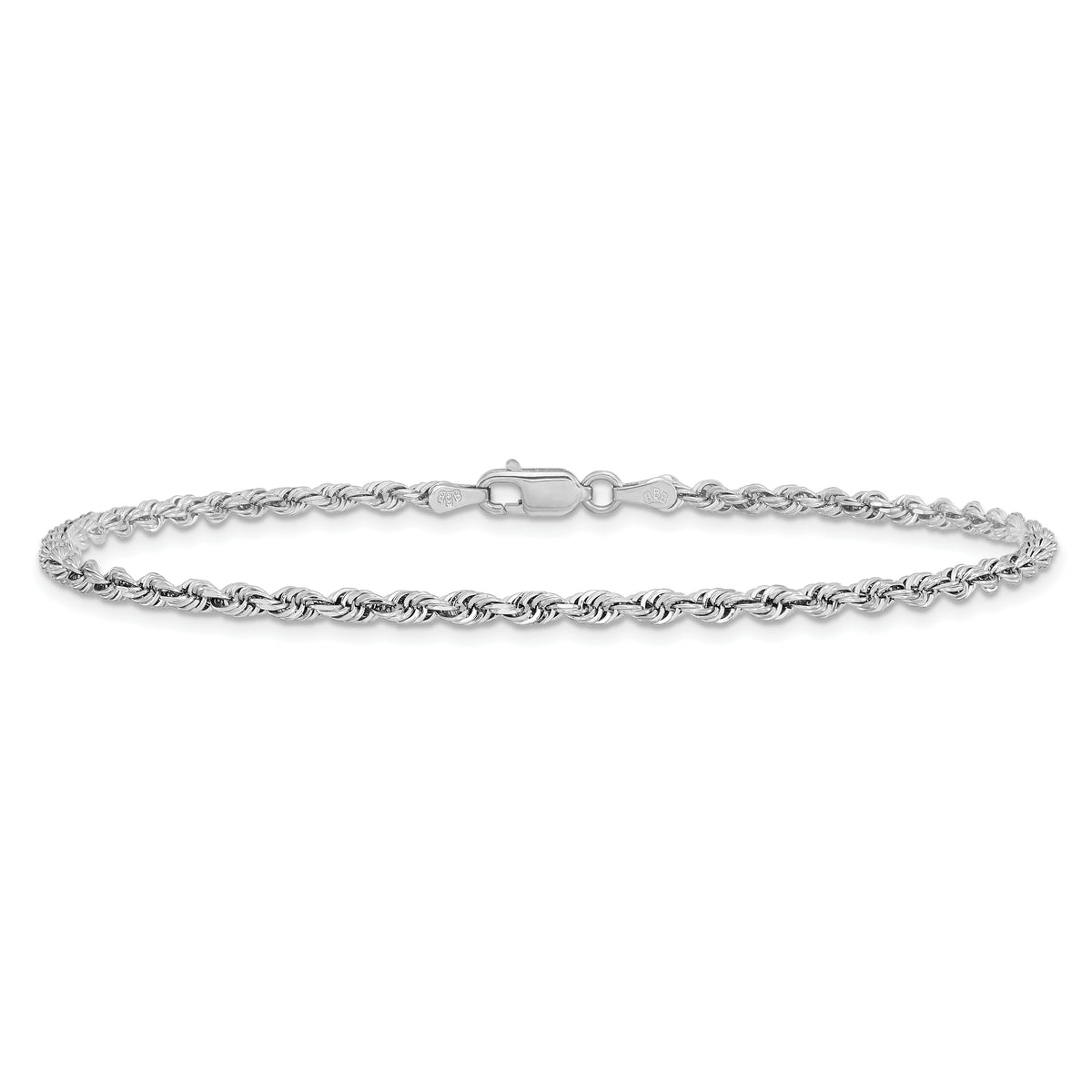 14k White Gold 2.75mm D/C Quadruple Rope Chain Anklet